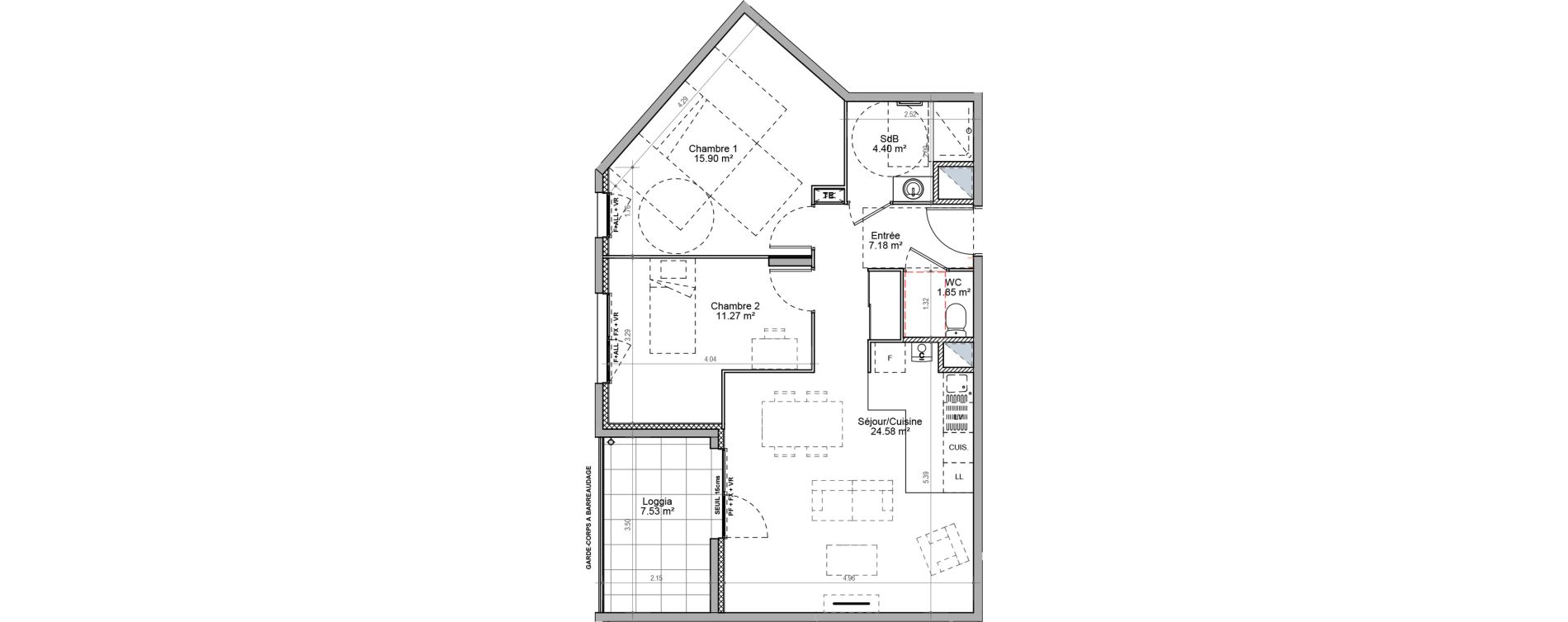 Appartement T3 de 65,17 m2 &agrave; Villefontaine Centre - saint-bonnet - muissiat