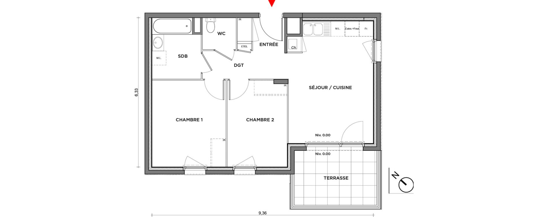 Appartement T3 de 53,01 m2 &agrave; Villefontaine Centre - saint-bonnet - muissiat