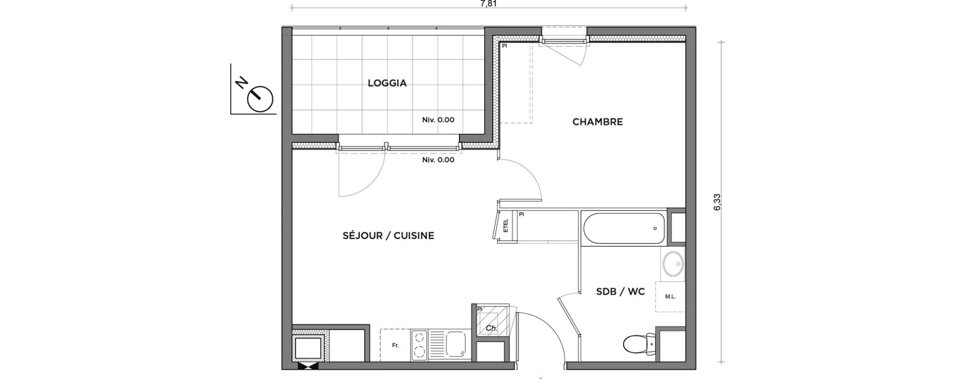 Appartement T2 de 37,76 m2 &agrave; Villefontaine Centre - saint-bonnet - muissiat