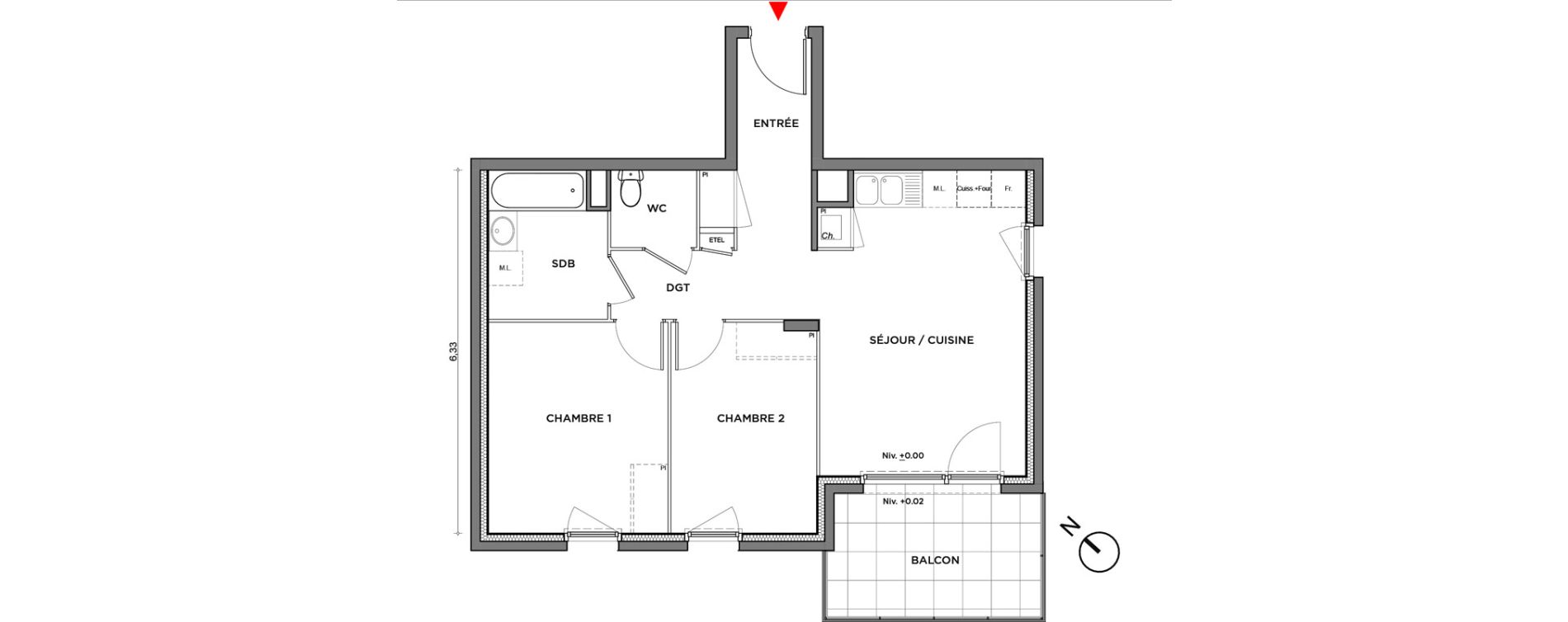 Appartement T3 de 56,54 m2 &agrave; Villefontaine Centre - saint-bonnet - muissiat