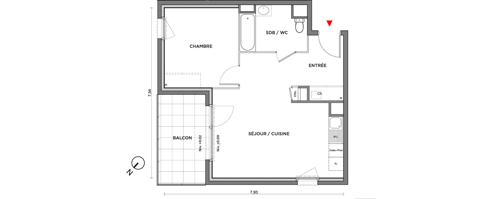 Appartement T2 de 47,55 m2 &agrave; Villefontaine Centre - saint-bonnet - muissiat