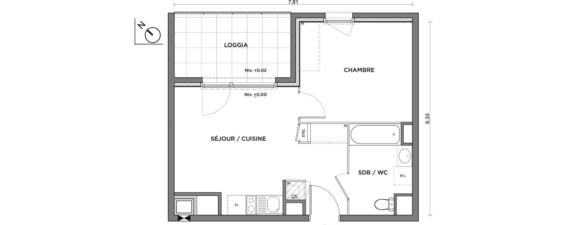Appartement T2 de 37,75 m2 &agrave; Villefontaine Centre - saint-bonnet - muissiat