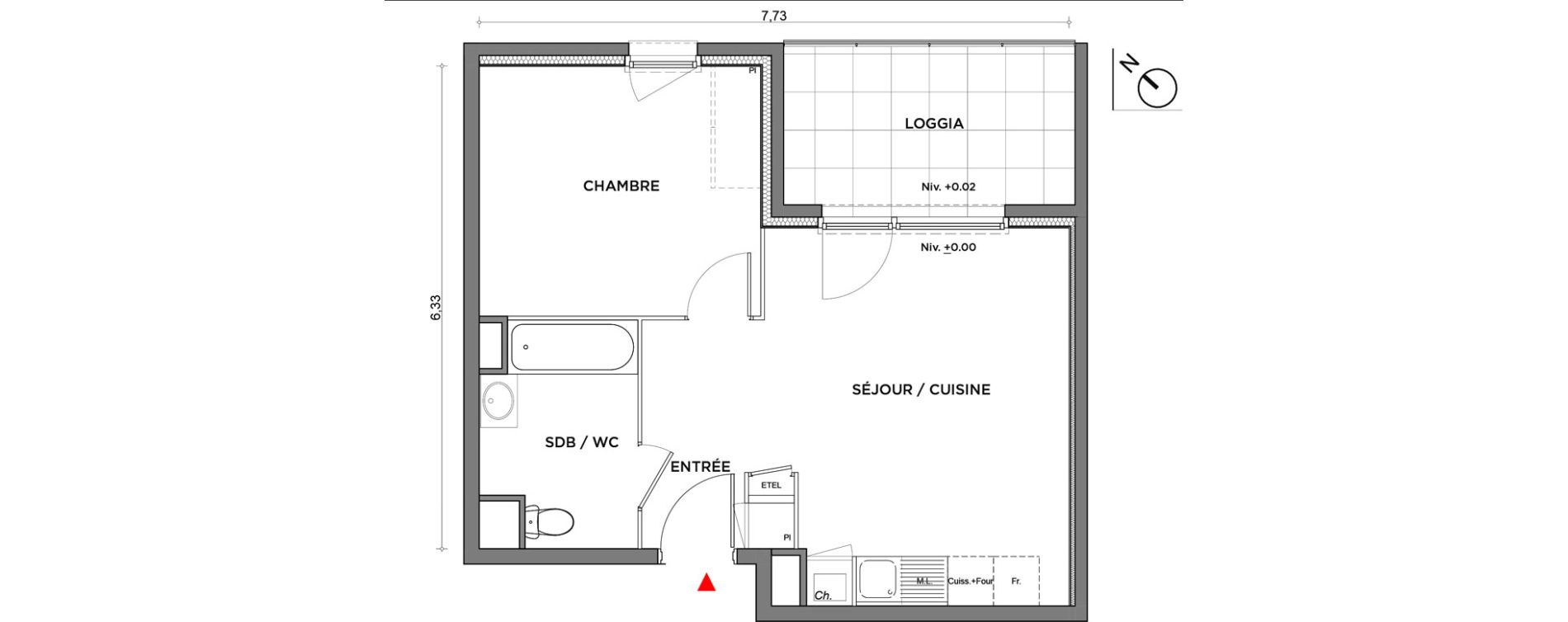 Appartement T2 de 41,53 m2 &agrave; Villefontaine Centre - saint-bonnet - muissiat