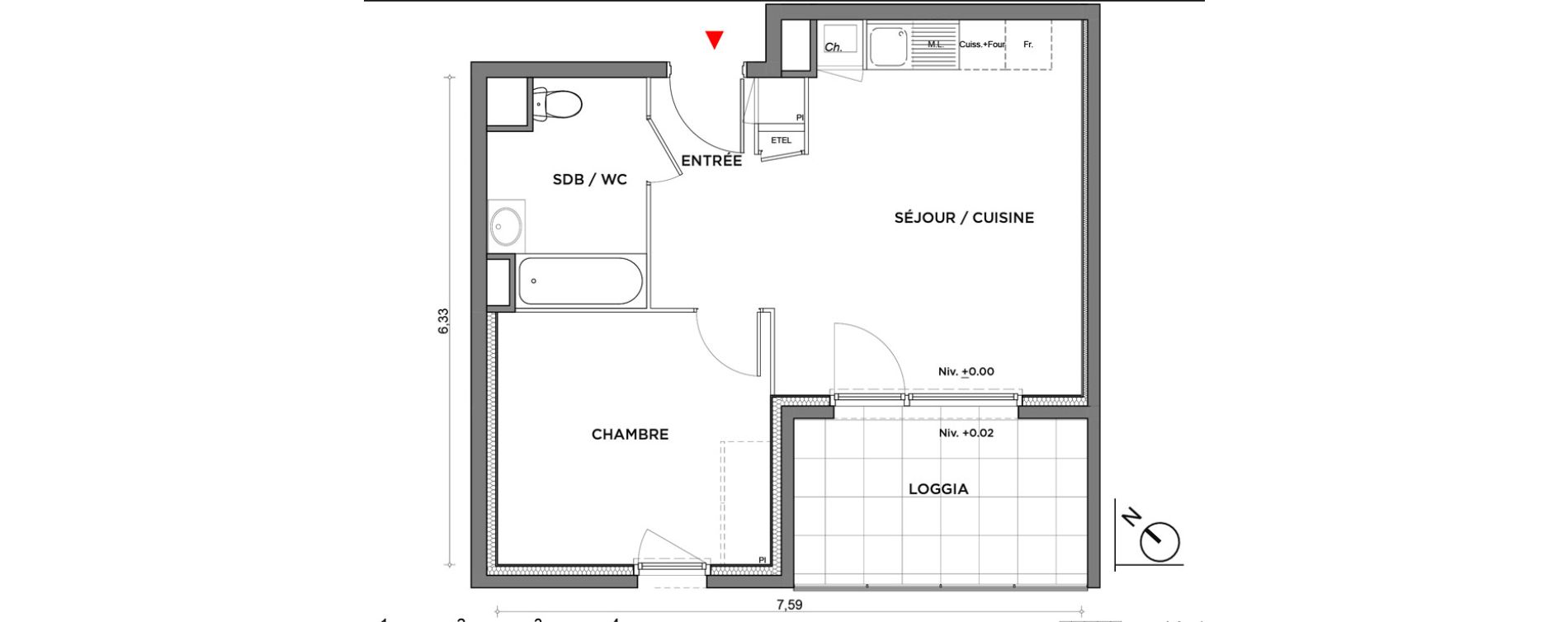 Appartement T2 de 40,75 m2 &agrave; Villefontaine Centre - saint-bonnet - muissiat