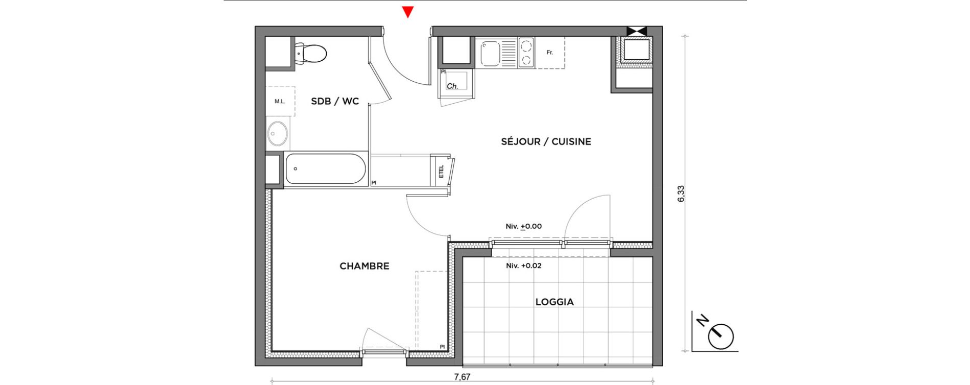 Appartement T2 de 37,06 m2 &agrave; Villefontaine Centre - saint-bonnet - muissiat