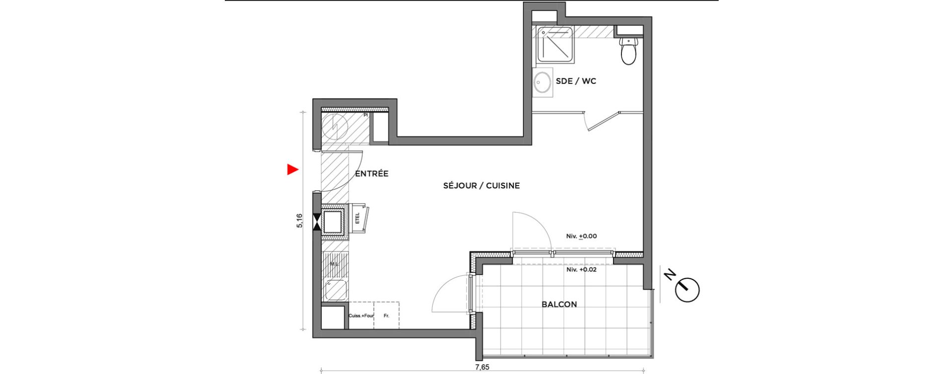 Appartement T1 de 32,62 m2 &agrave; Villefontaine Centre - saint-bonnet - muissiat