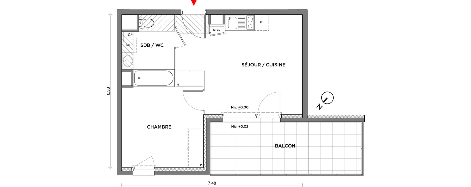 Appartement T2 de 36,49 m2 &agrave; Villefontaine Centre - saint-bonnet - muissiat