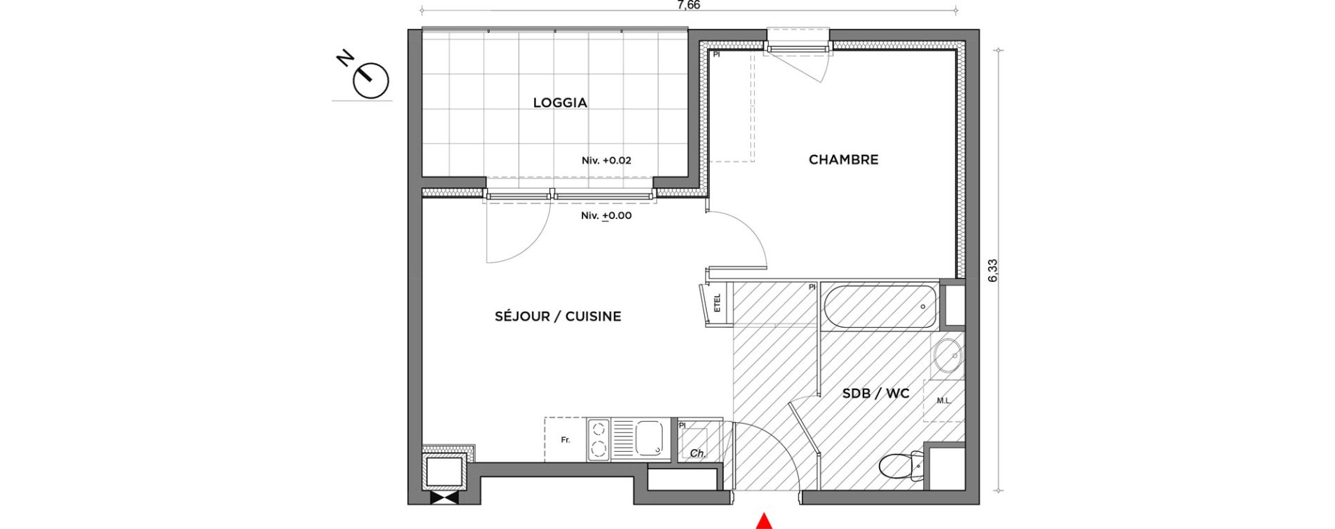 Appartement T2 de 36,82 m2 &agrave; Villefontaine Centre - saint-bonnet - muissiat