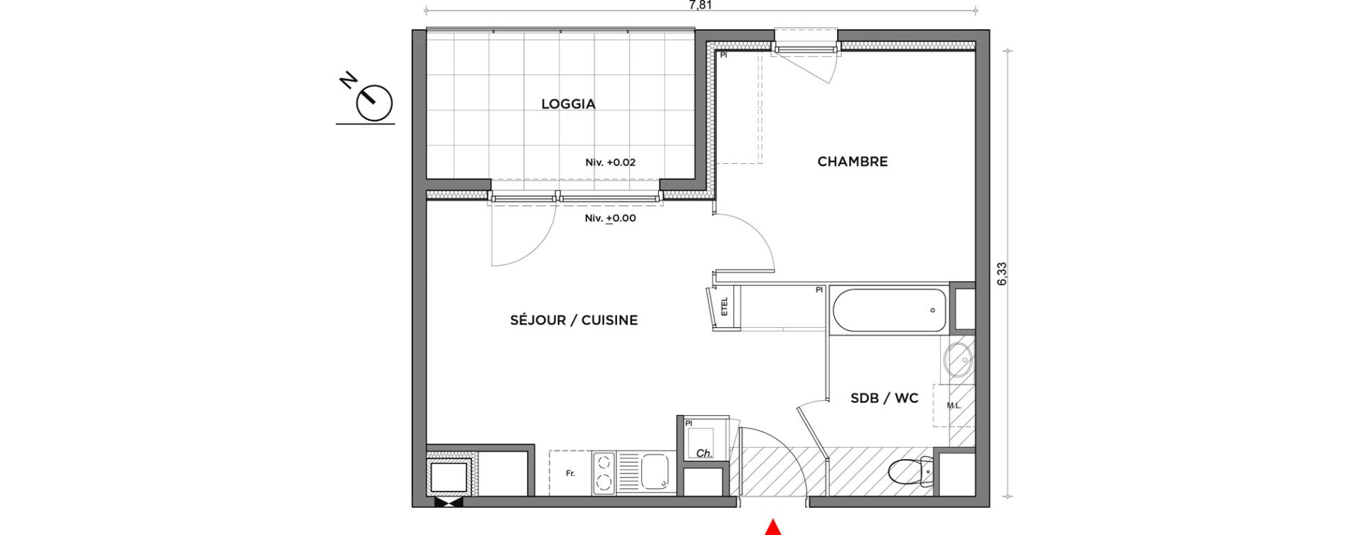 Appartement T2 de 37,75 m2 &agrave; Villefontaine Centre - saint-bonnet - muissiat
