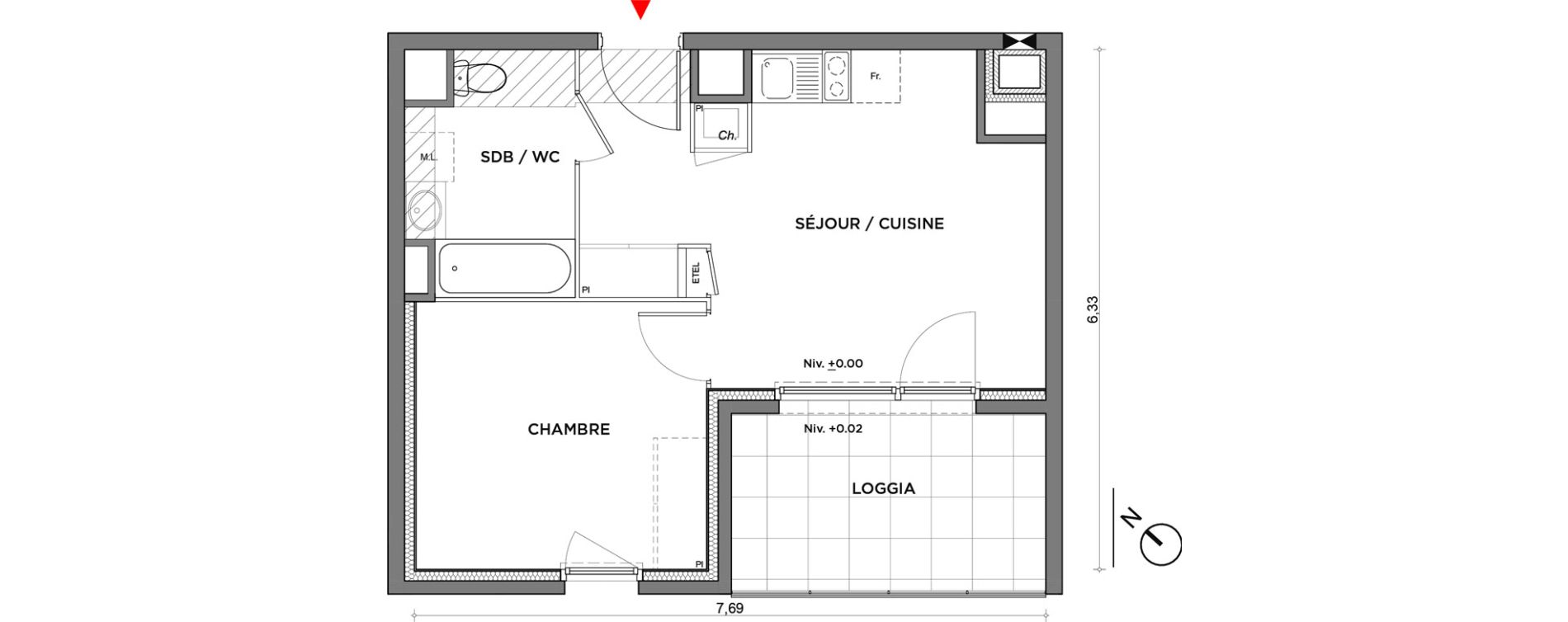 Appartement T2 de 37,06 m2 &agrave; Villefontaine Centre - saint-bonnet - muissiat
