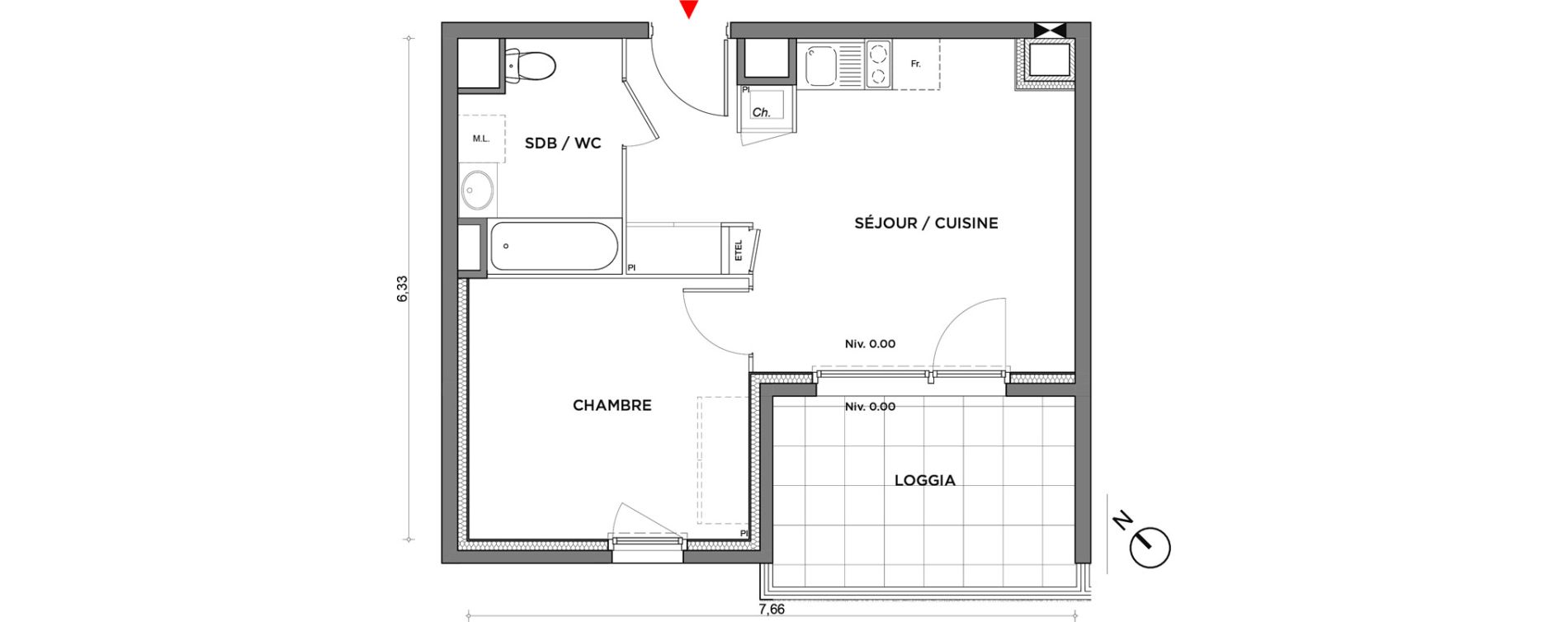 Appartement T2 de 37,88 m2 &agrave; Villefontaine Centre - saint-bonnet - muissiat