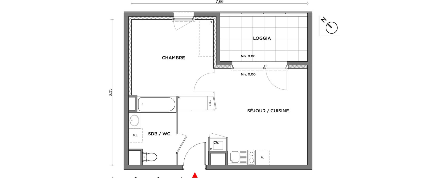 Appartement T2 de 38,27 m2 &agrave; Villefontaine Centre - saint-bonnet - muissiat