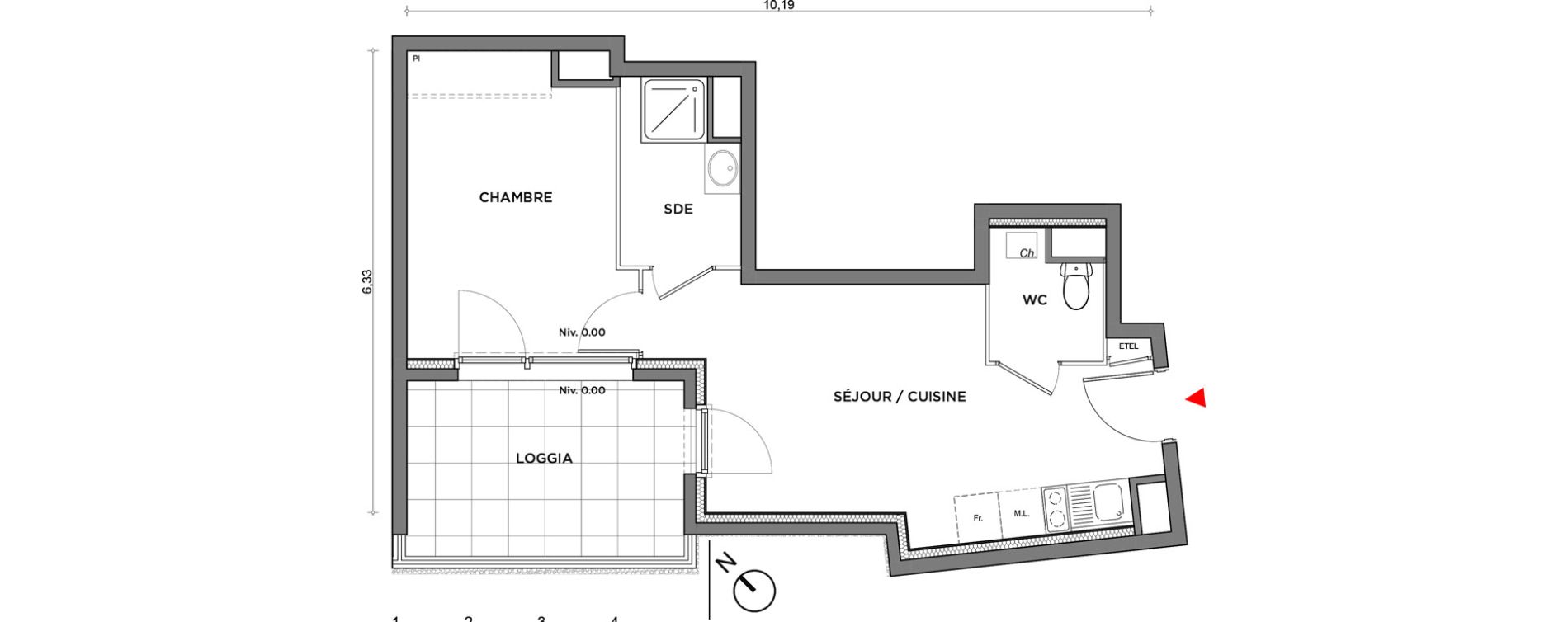 Appartement T2 de 37,30 m2 &agrave; Villefontaine Centre - saint-bonnet - muissiat