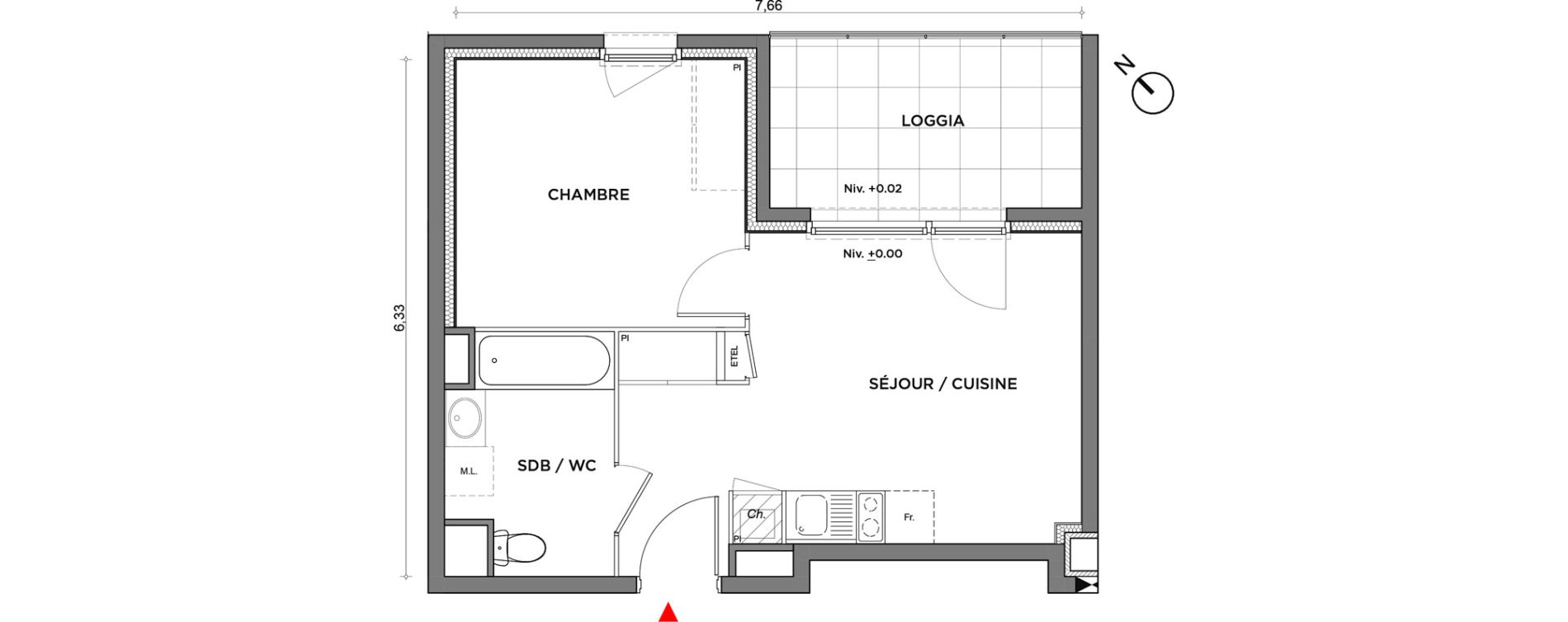 Appartement T2 de 36,97 m2 &agrave; Villefontaine Centre - saint-bonnet - muissiat