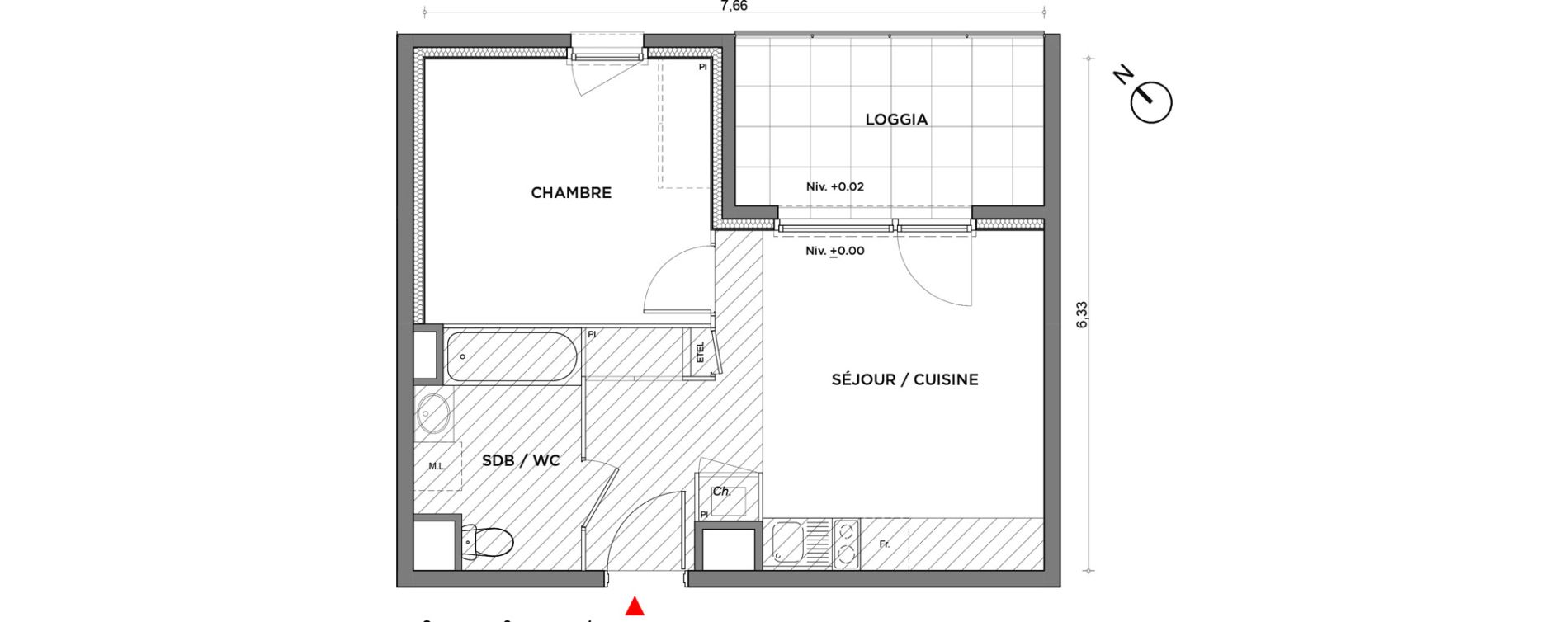 Appartement T2 de 38,27 m2 &agrave; Villefontaine Centre - saint-bonnet - muissiat