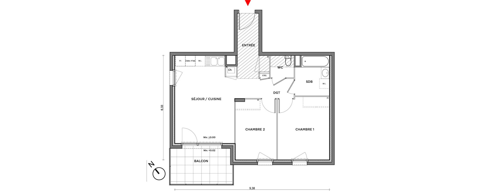 Appartement T3 de 56,98 m2 &agrave; Villefontaine Centre - saint-bonnet - muissiat