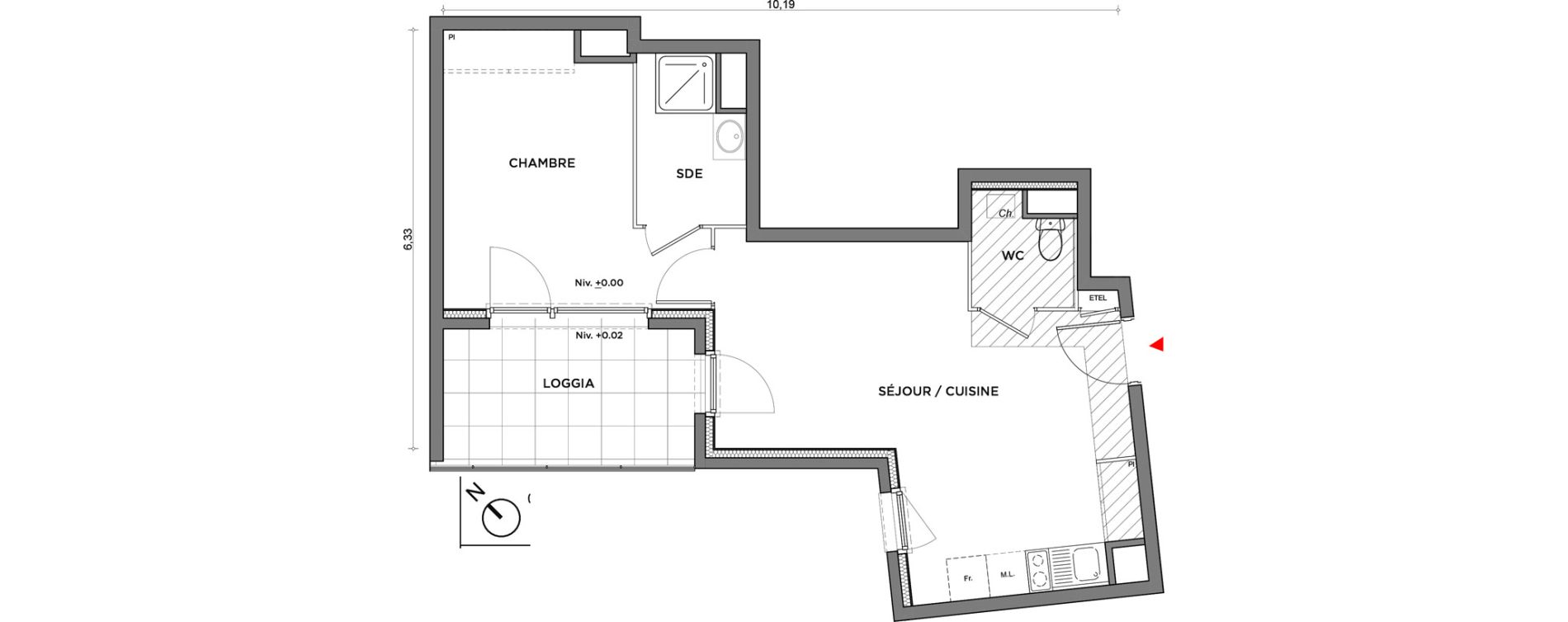 Appartement T2 de 44,03 m2 &agrave; Villefontaine Centre - saint-bonnet - muissiat