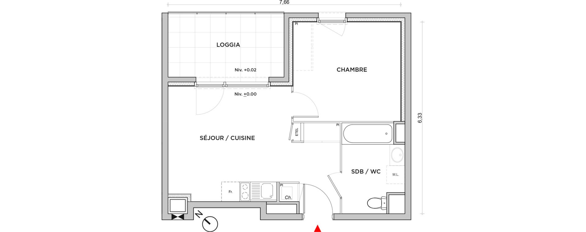 Appartement T2 de 36,82 m2 &agrave; Villefontaine Centre - saint-bonnet - muissiat