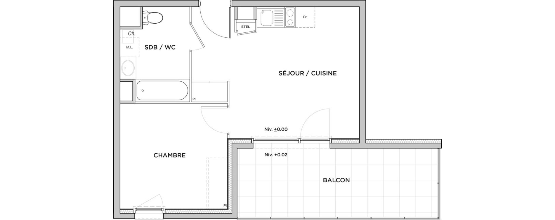Appartement T2 de 36,49 m2 &agrave; Villefontaine Centre - saint-bonnet - muissiat
