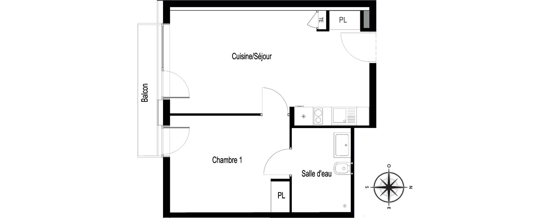 Appartement T2 de 38,50 m2 &agrave; Voiron Centre