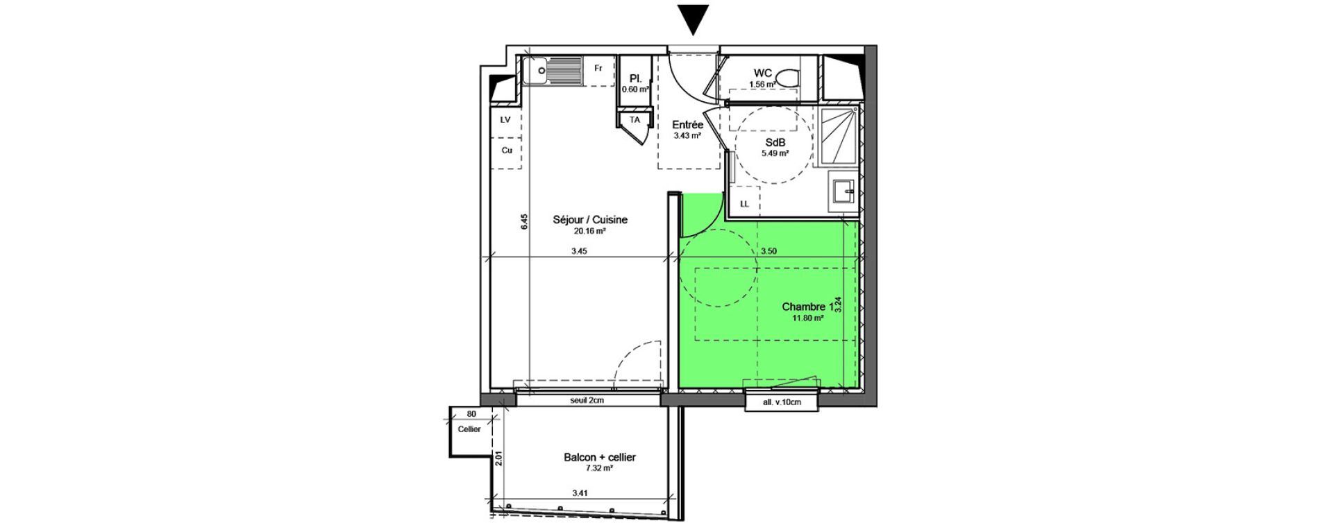 Appartement T2 de 43,03 m2 &agrave; Voreppe Centre