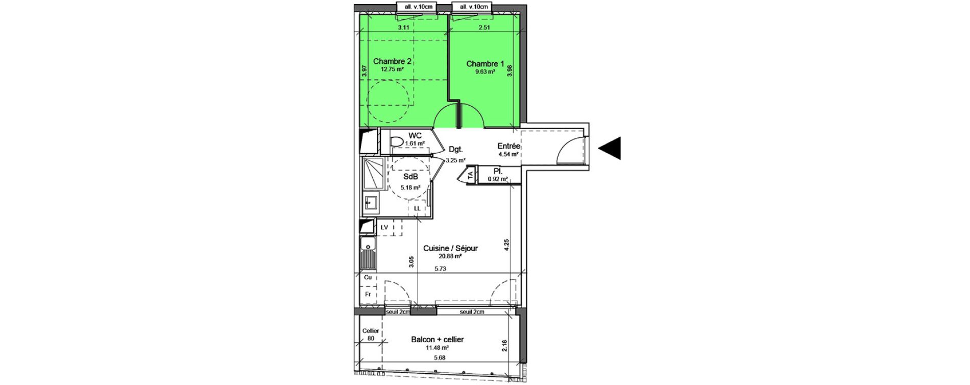 Appartement T3 de 58,77 m2 &agrave; Voreppe Centre
