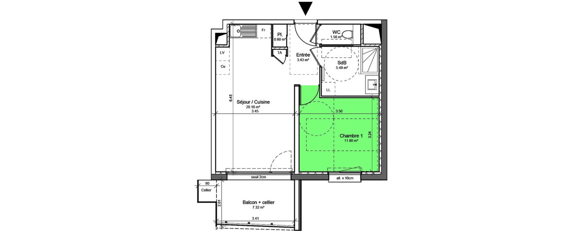 Appartement T2 de 43,03 m2 &agrave; Voreppe Centre