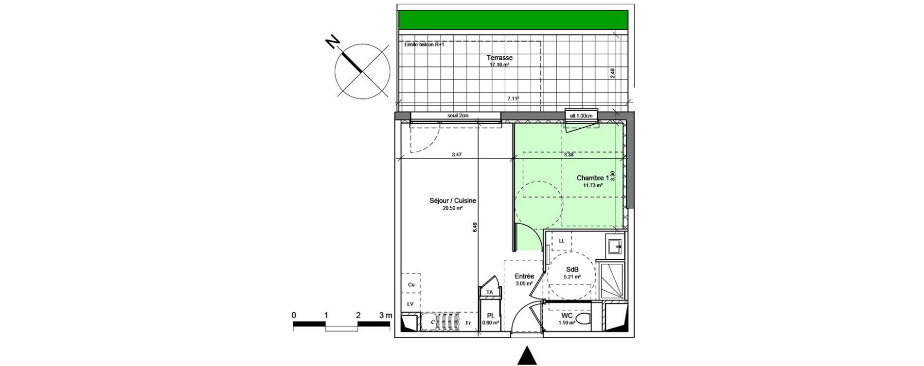 Appartement T2 de 42,69 m2 &agrave; Voreppe Centre
