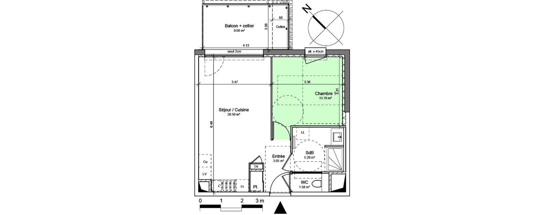 Appartement T2 de 42,69 m2 à Voreppe Centre