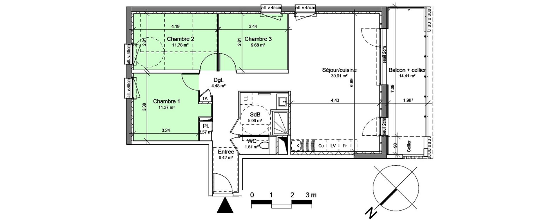 Appartement T4 de 81,92 m2 &agrave; Voreppe Centre