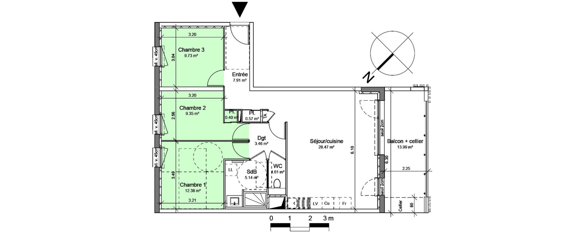 Appartement T4 de 79,03 m2 &agrave; Voreppe Centre