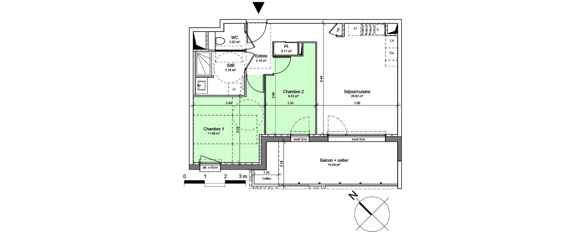 Appartement T3 de 55,30 m2 &agrave; Voreppe Centre