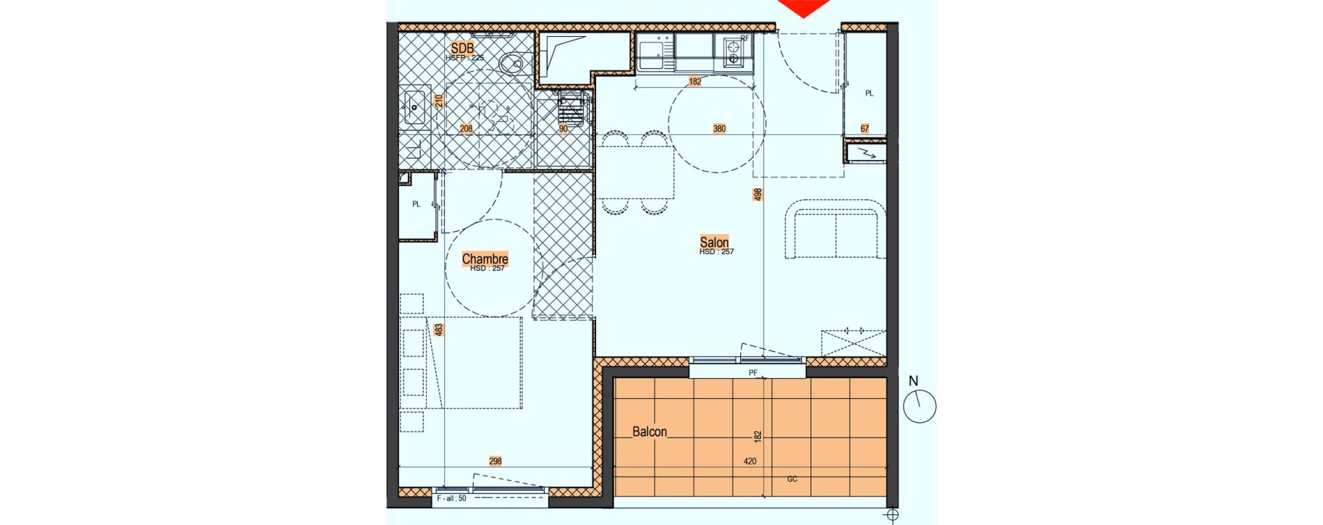 Appartement T2 de 41,35 m2 &agrave; Andr&eacute;zieux-Bouth&eacute;on Centre