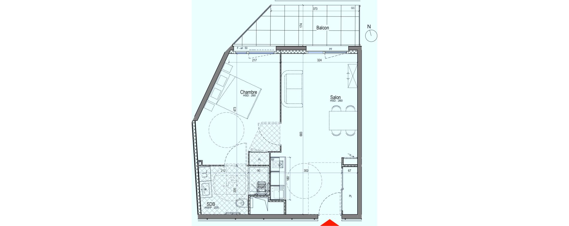 Appartement T2 de 42,38 m2 &agrave; Andr&eacute;zieux-Bouth&eacute;on Centre