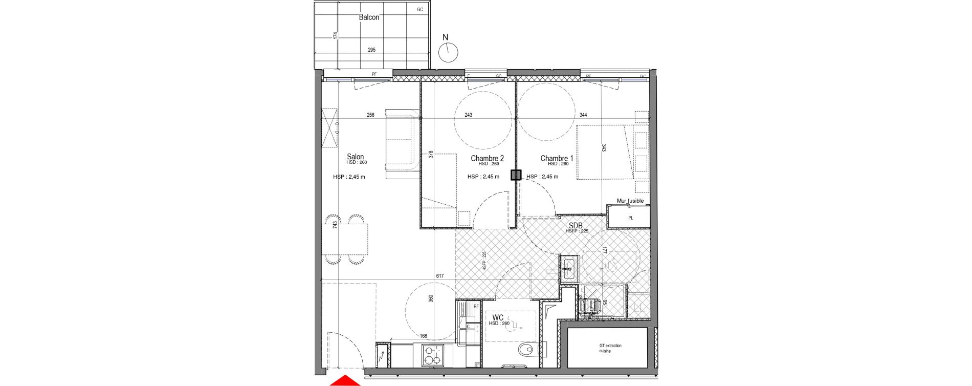Appartement T3 de 57,73 m2 &agrave; Andr&eacute;zieux-Bouth&eacute;on Centre
