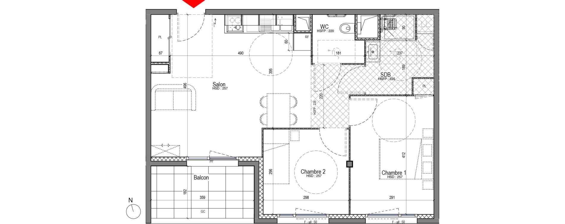 Appartement T3 de 58,35 m2 &agrave; Andr&eacute;zieux-Bouth&eacute;on Centre
