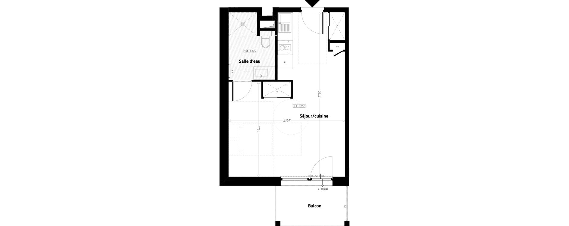 Studio meubl&eacute; de 33,00 m2 &agrave; L'&Eacute;trat Centre