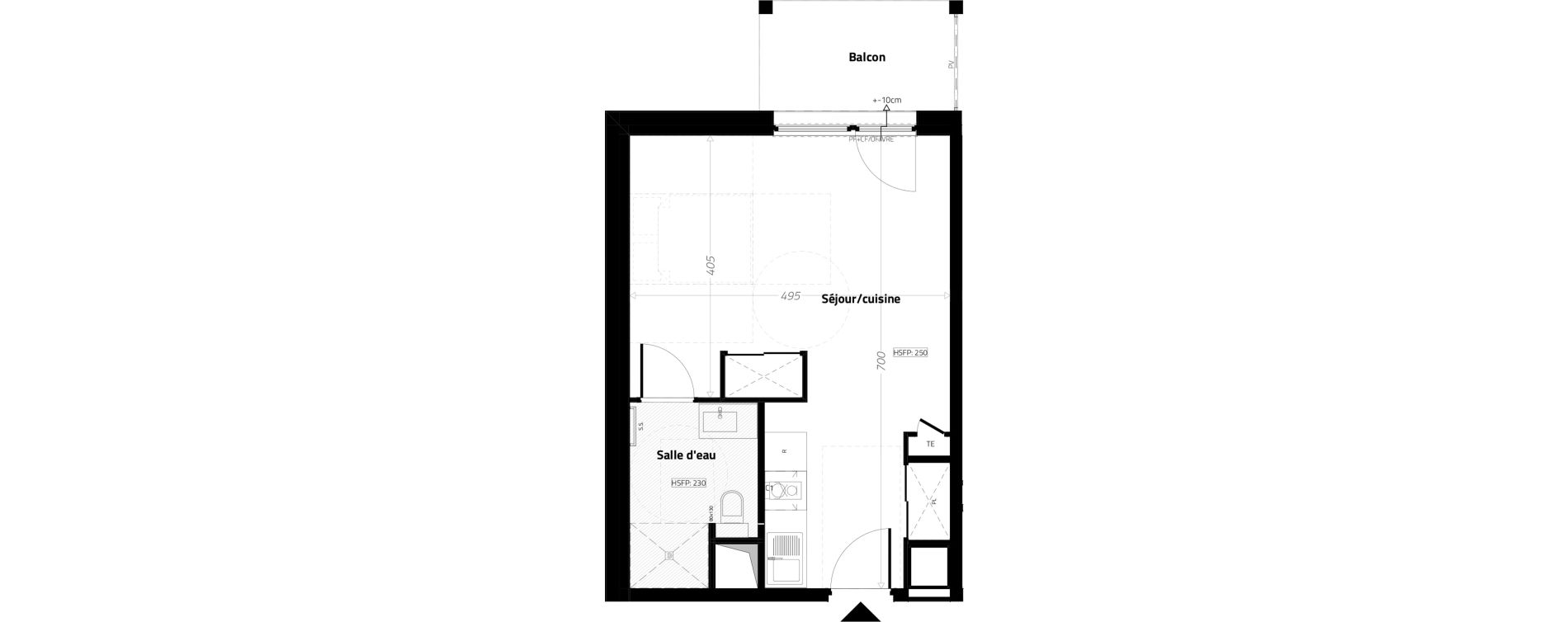 Studio meubl&eacute; de 32,40 m2 &agrave; L'&Eacute;trat Centre