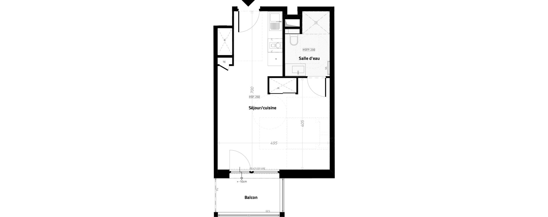 Studio meubl&eacute; de 32,40 m2 &agrave; L'&Eacute;trat Centre