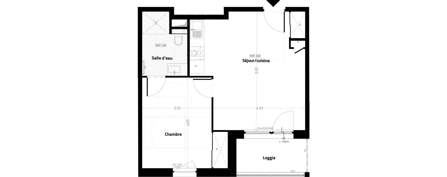 Appartement T2 meubl&eacute; de 42,50 m2 &agrave; L'&Eacute;trat Centre