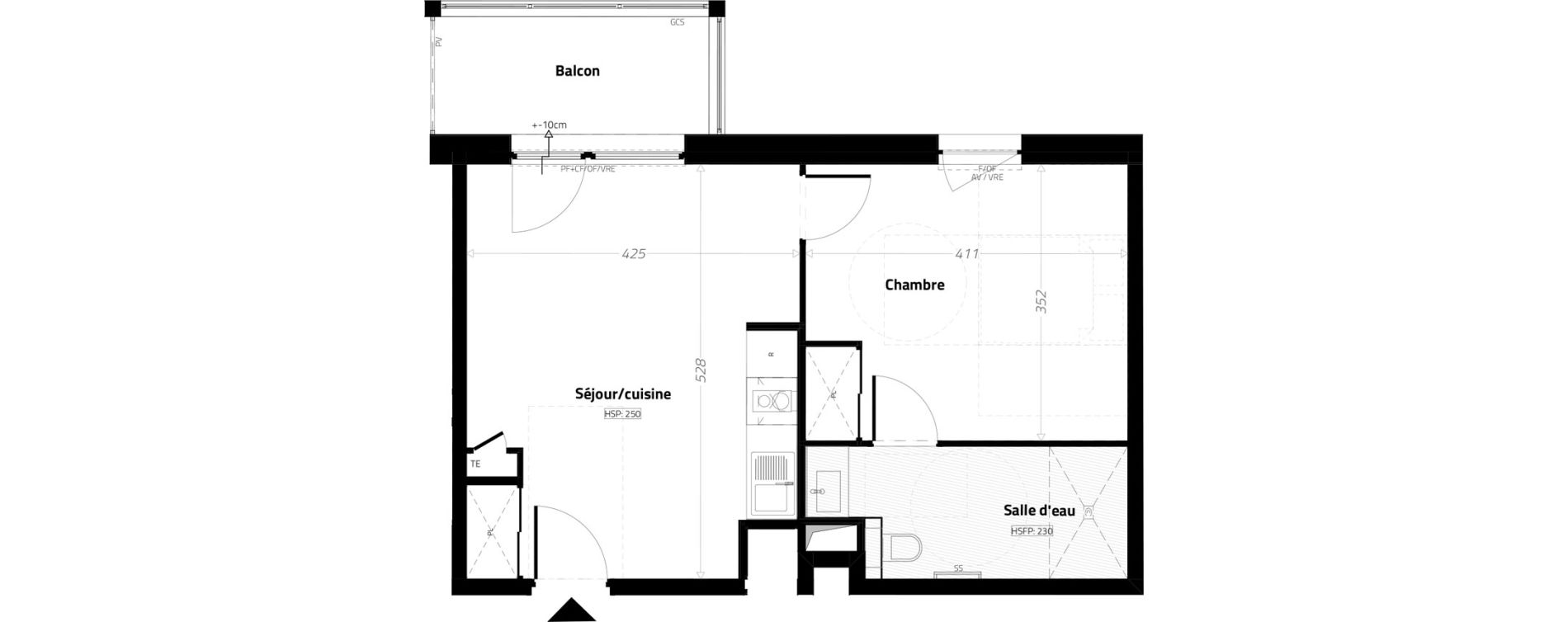 Appartement T2 meubl&eacute; de 42,00 m2 &agrave; L'&Eacute;trat Centre