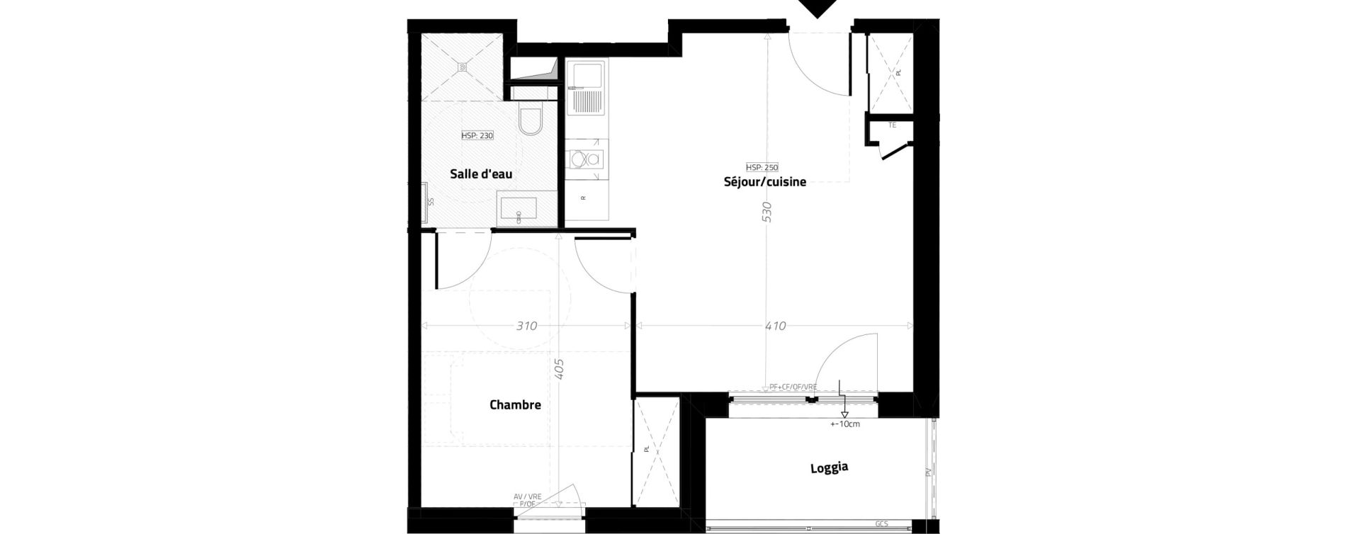 Appartement T2 meubl&eacute; de 42,50 m2 &agrave; L'&Eacute;trat Centre