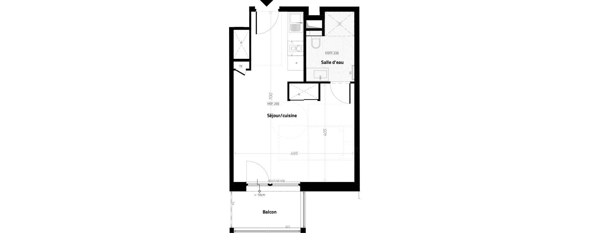 Studio meubl&eacute; de 32,40 m2 &agrave; L'&Eacute;trat Centre