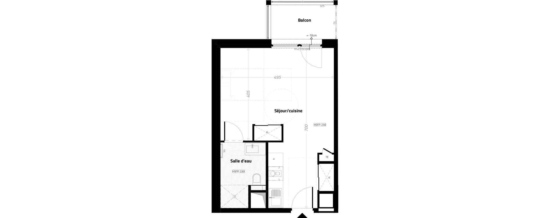 Studio meubl&eacute; de 32,40 m2 &agrave; L'&Eacute;trat Centre