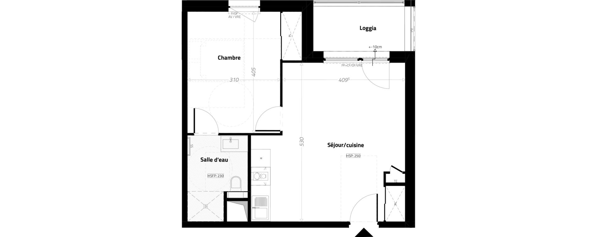 Appartement T2 meubl&eacute; de 43,00 m2 &agrave; L'&Eacute;trat Centre