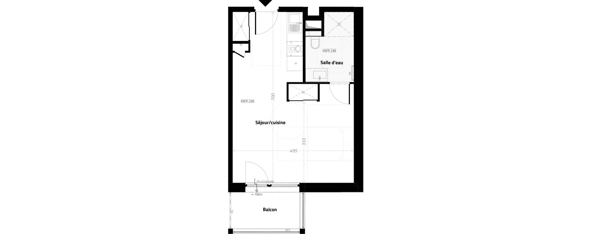 Studio meubl&eacute; de 33,00 m2 &agrave; L'&Eacute;trat Centre