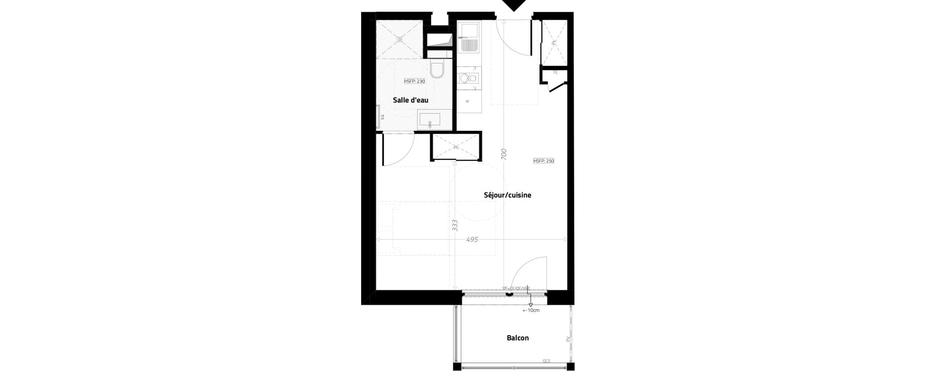 Studio meubl&eacute; de 33,00 m2 &agrave; L'&Eacute;trat Centre