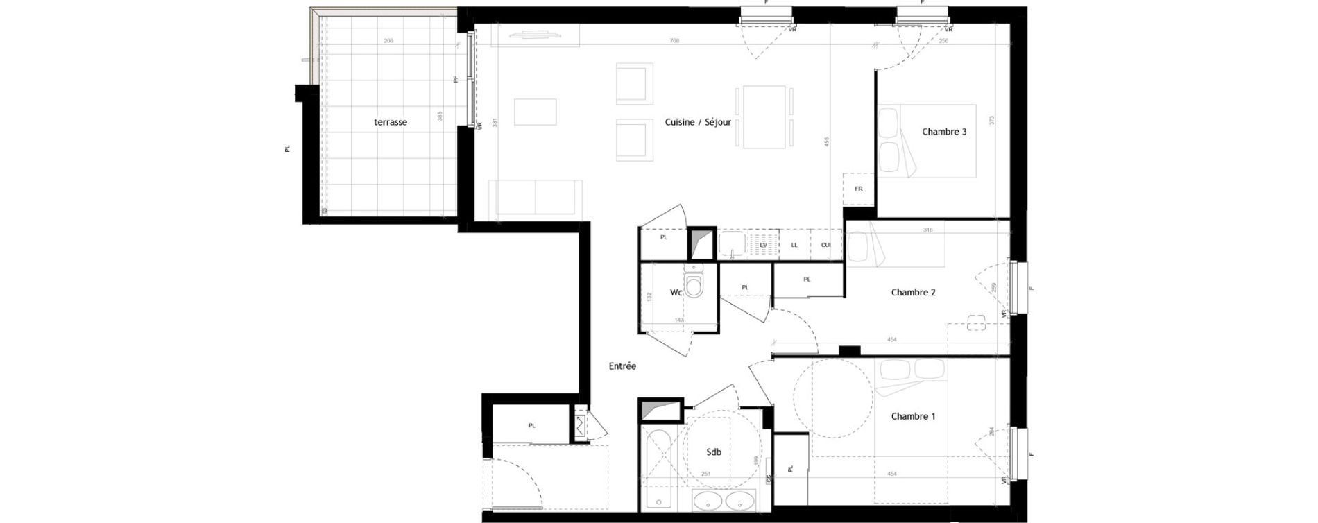 Appartement T4 de 84,90 m2 &agrave; Roanne Centre