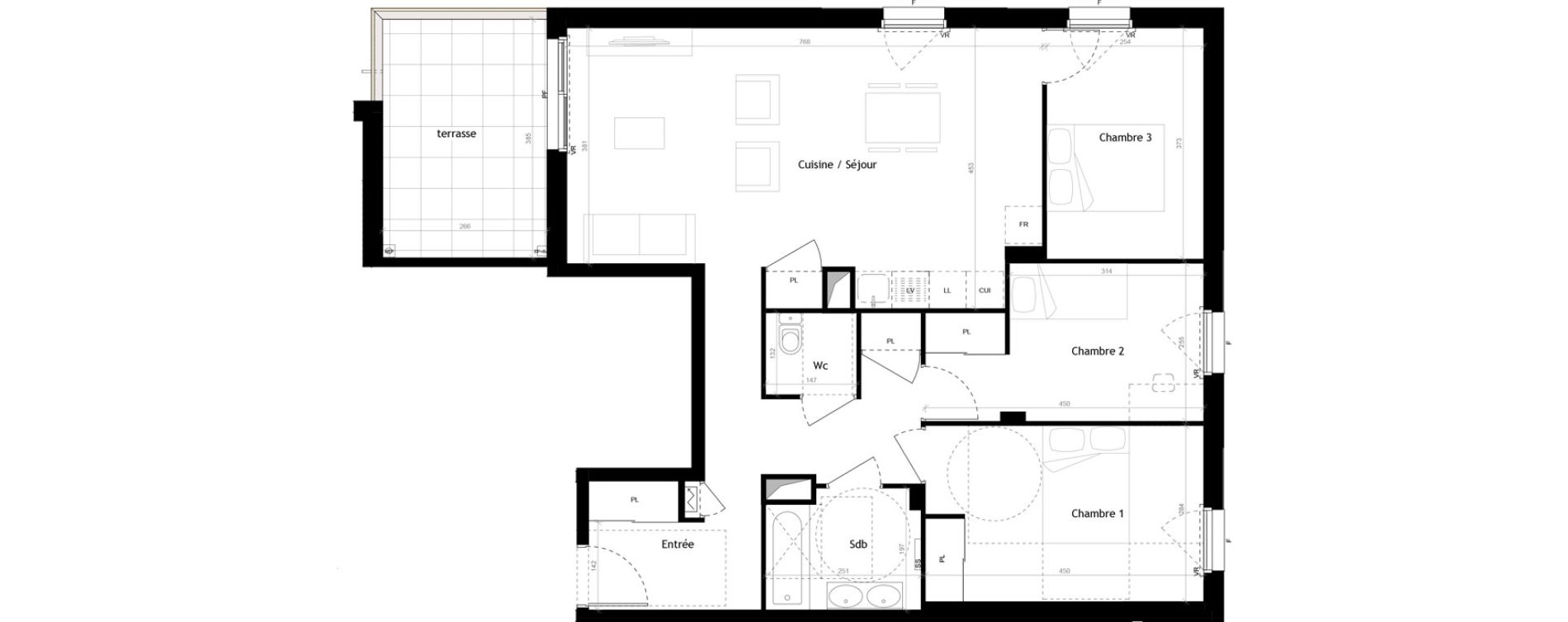 Appartement T4 de 84,30 m2 &agrave; Roanne Centre
