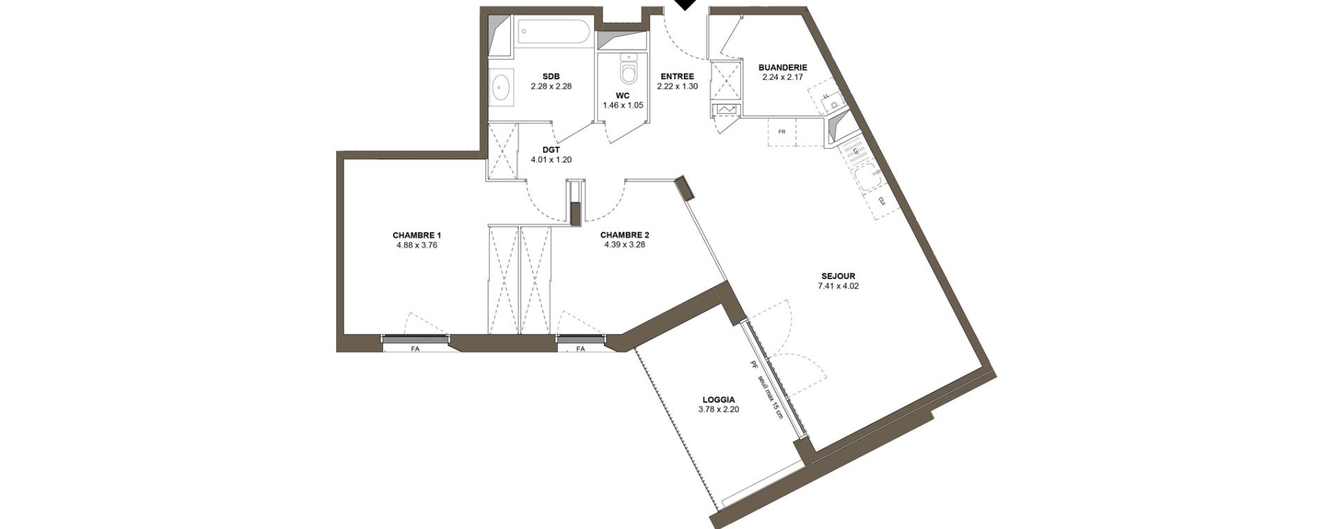 Appartement T3 de 71,80 m2 &agrave; Roanne Centre
